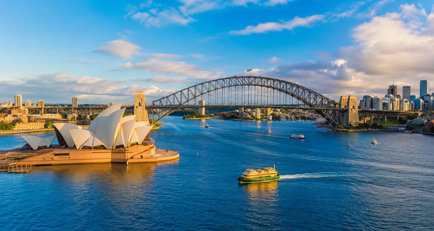 Sydney Opera House and harbour bridge at sunset for Australia visa